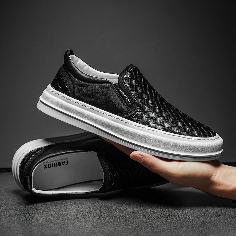 2025 Spring Autumn Shoes Mens Loafers Flat Genuine Leather Mens Casual Shoes Cool Street Style Male Footwear Slip-on Black