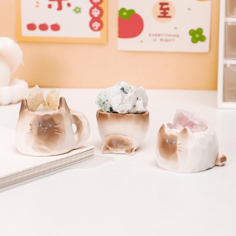 Cartoon Mystery Katzen Kristallstatue Miniatur Harz Ornament Überraschungssammlung Desktop Dekoration Zubehör Geschenk