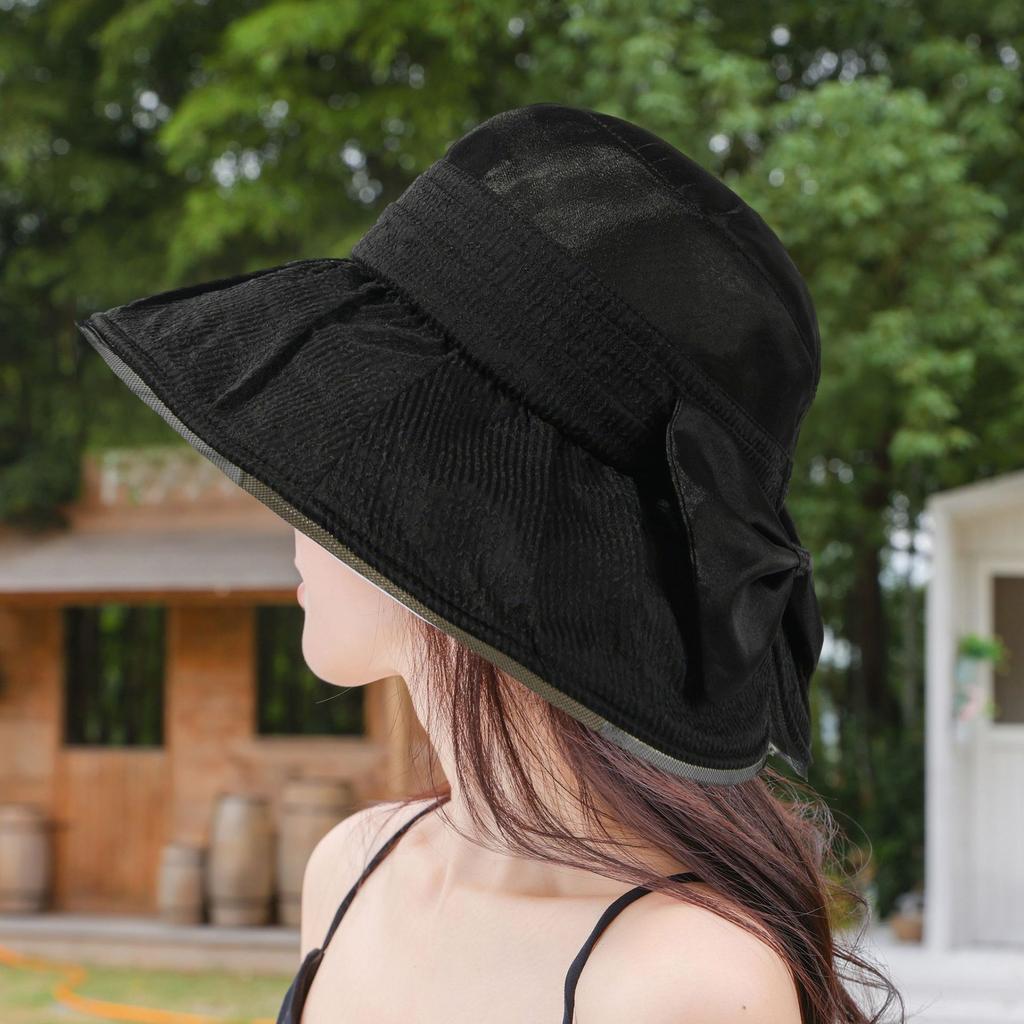 2026 new big brim bow sun hat children summer thin bucket hat elegant foreign style sun hat tide