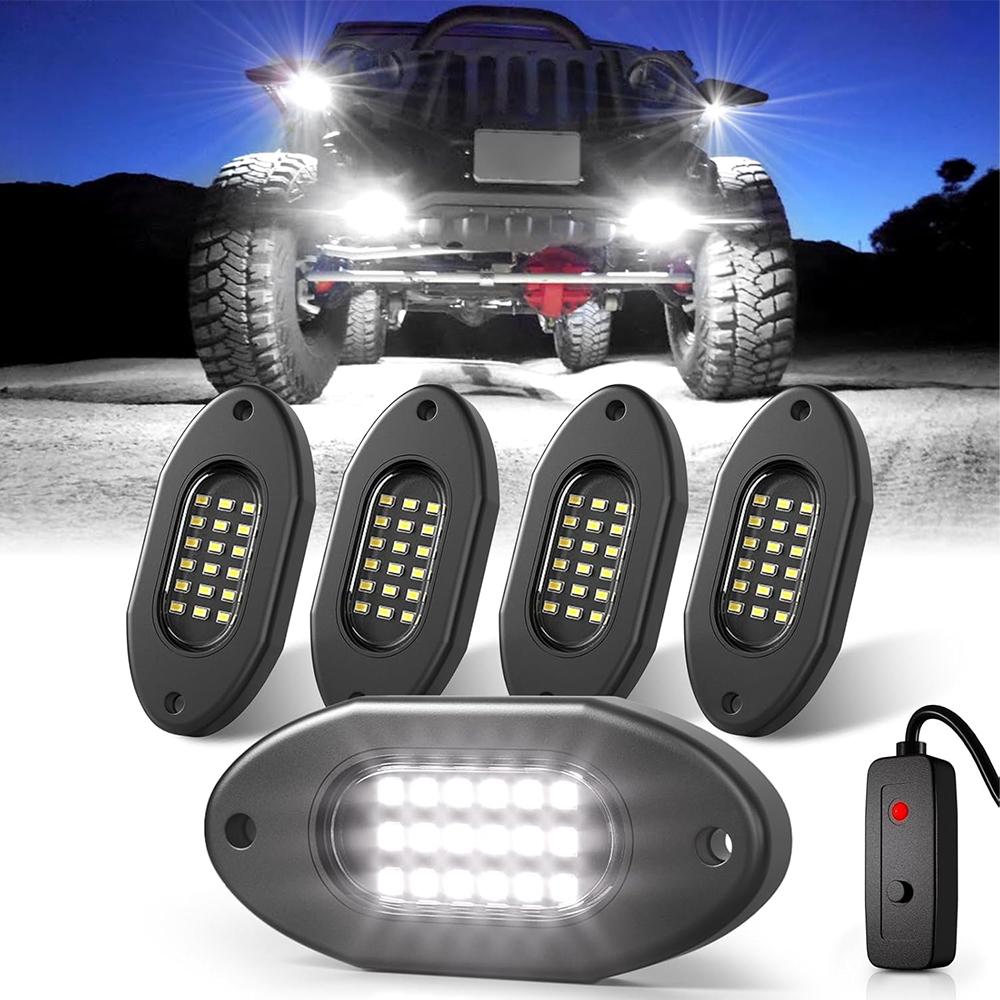 

Rock Lights LED Underbody Lights Trail Rig Light Chassis Light Undergolw 12V Waterproof IP68 Car Undercarriage lighting White 4 pods