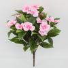 8 Bundles Artificial Impatiens Flowers for Outdoors UV Resistant Faux Impatiens Bushes Fake Silk Shrubs with Stake for Outside Front Porch Garden