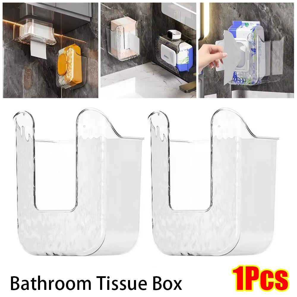 1Pcs Punch Free Tissue Box Wall Mounted Napkin Container Durable Paper Towel Holder  Bathroom