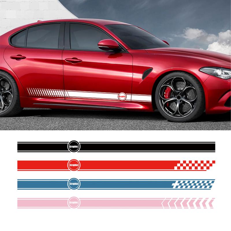 2PCS Car Door Side Skirt Stripe Stickers For Alfa Romeo Giulietta Stelvio Mito Giulia Sportiva Racing Sport Fashion Vinyl Decals