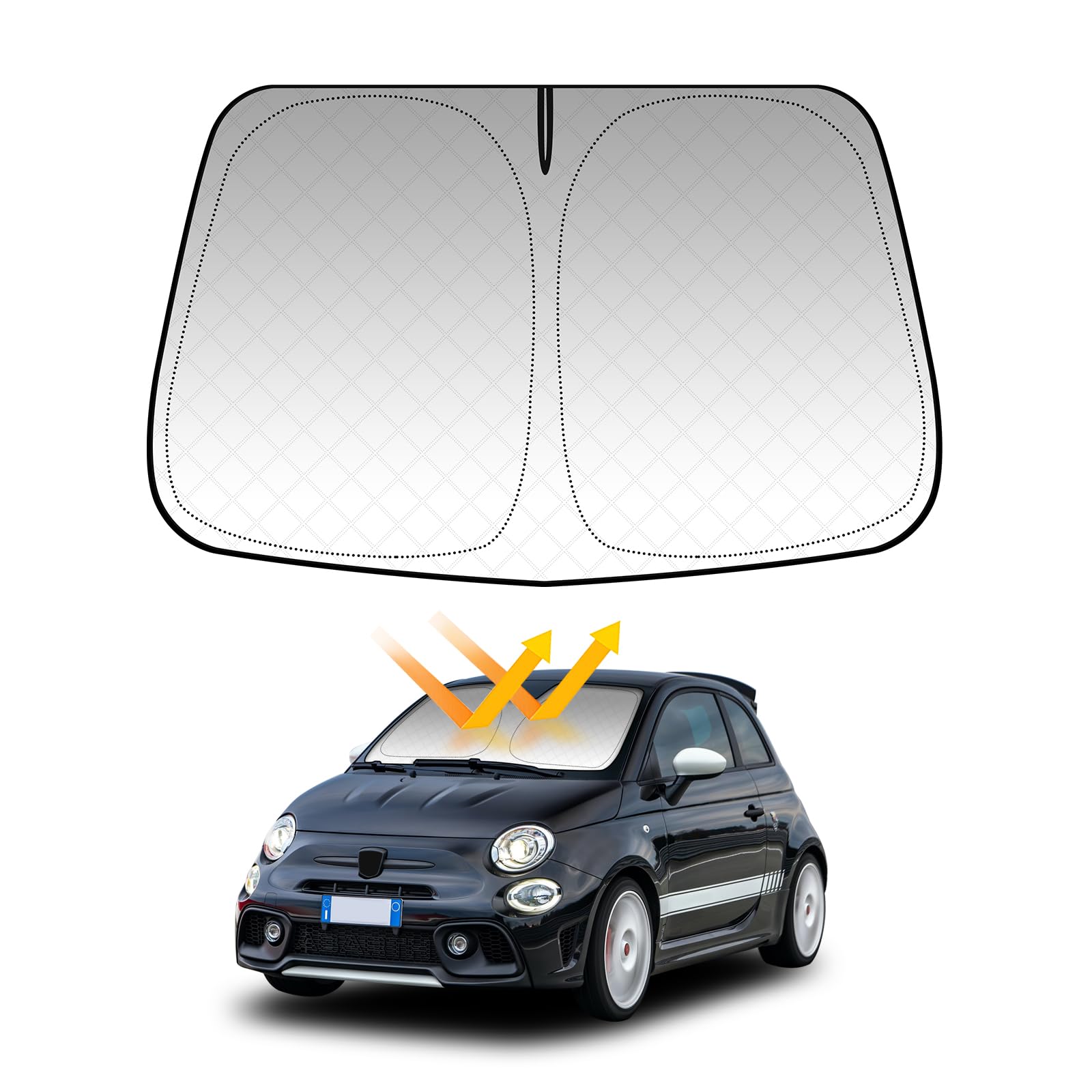 

KUNGKIC Sunshade for Fiat 500 and Abarth Front Window Sun Light Heat UV Heat Easy Easy Interior Accessories 595, Sunshade, Protection, Blocking, чёрный
