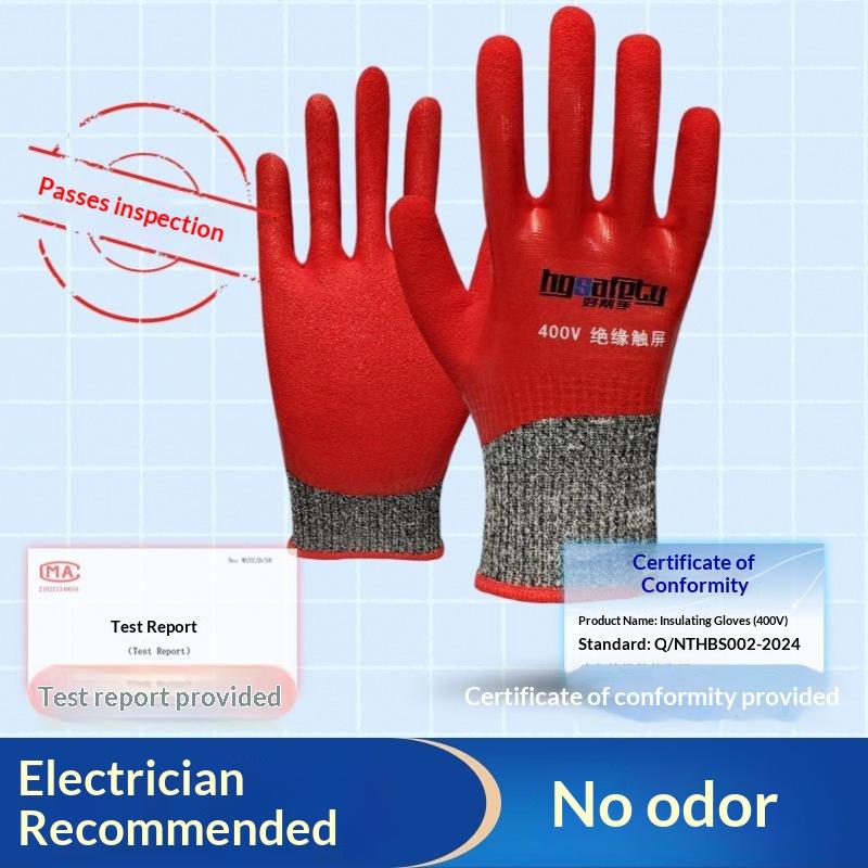 Electrician Insulating Gloves 400V/500V Rubber Touch Screen Industrial Insulation Gloves For Electrical Safety