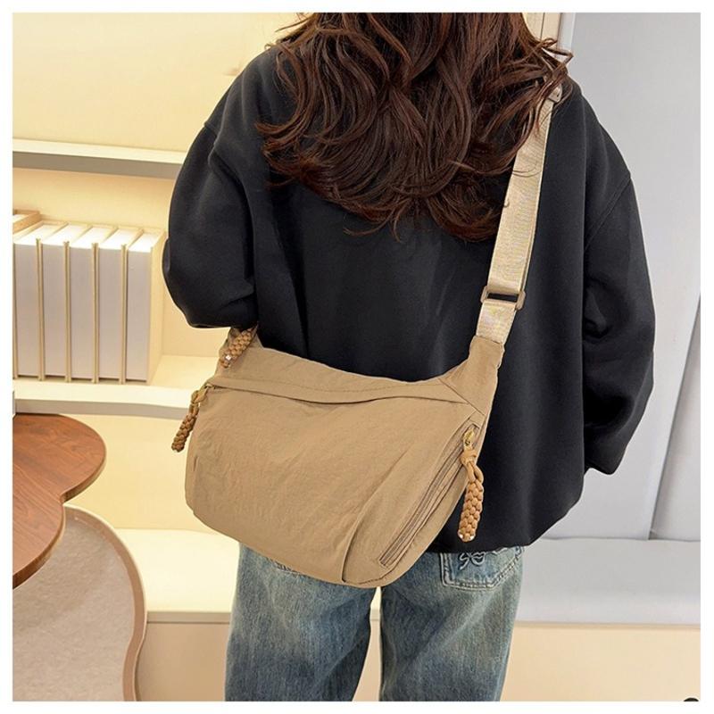 Borsa a tracolla da donna in nylon di grande capacità, borsa a spalla casual multifunzionale, borsa a sacchetto semplice per uso quotidiano, borsa per il pendolarismo