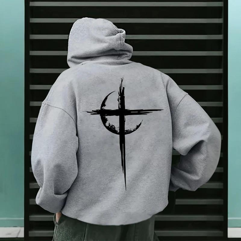 Gothic Satan Print Sweatshirt 666 Number Casual Male Fashion Pullover Mens Autumn Winter Hoodies Trendy Streetwear Top
