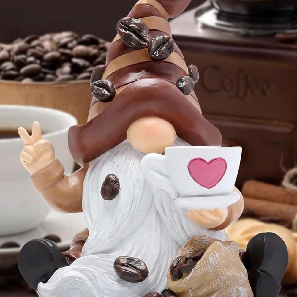 1/3KS Dárky Ručně vyráběný Kávový Skřítek Kávová Téma Pryskyřičný Trpaslík s Kávovým Šálkem Vánoční Ozdoba Trpasličí Figurka