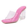 Transparent Thick Heel High Heel Cool Slippers Large Size High Heels Summer New Fish Mouth Drag Huidong Women's Shoes