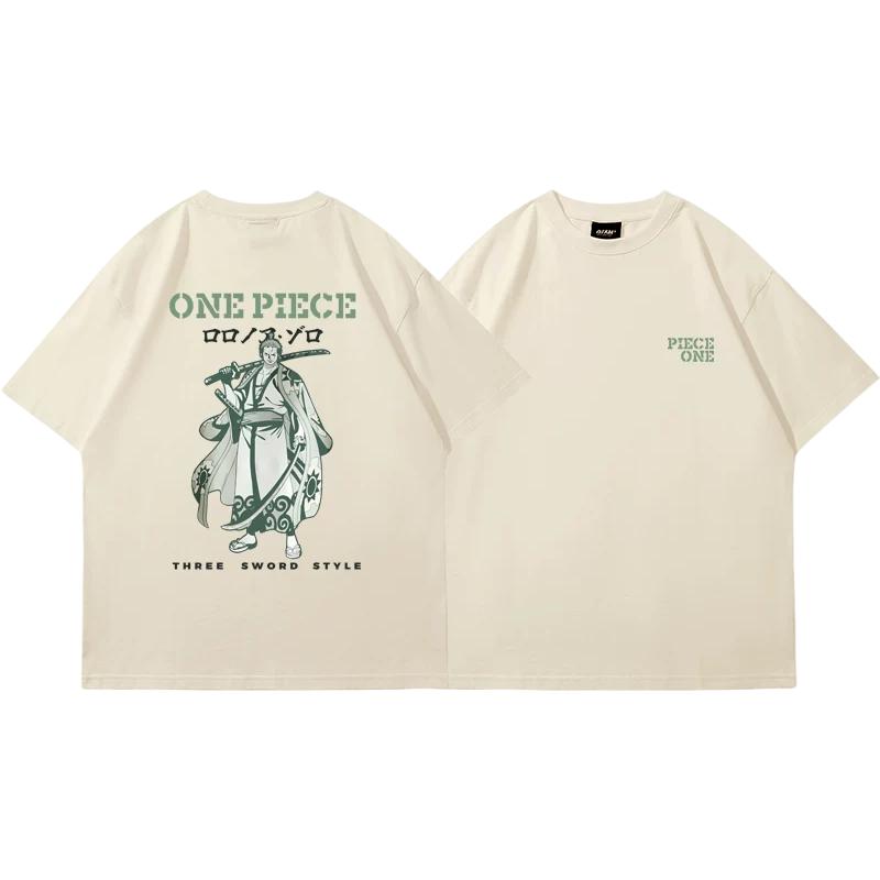 

One Piece Roronoa Zoro Minimalist Line Art TShirt Men Women 100 Cotton Anime Tee Loose Crew Neck Streetwear Short Sleeve M