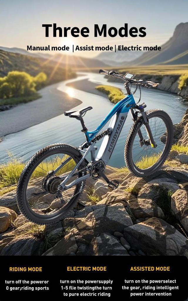 KIMDYMA K01 1000W Torque Sensor Electric Bike - Fat Tire Ebike with 48V20Ah Battery, Throttle, 50km/h Top Speed