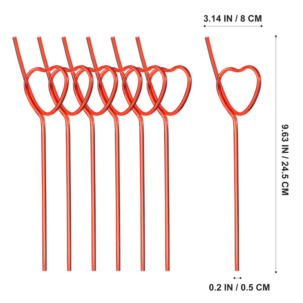 25Pcs Heart Shape Straws Pet Reusable Drinking Straws for Valentine's Day Party Home Bar Cocktail Juice Beverages Premium