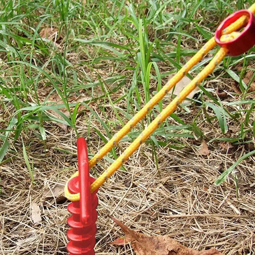 Spiral Tent Ground Nails–Nylon Windproof Outdoor Tent Pegs with Plastic Anchor Ropes, Heavy-Duty Fixing Stakes for Camping, Hiking, and Outdoor Use