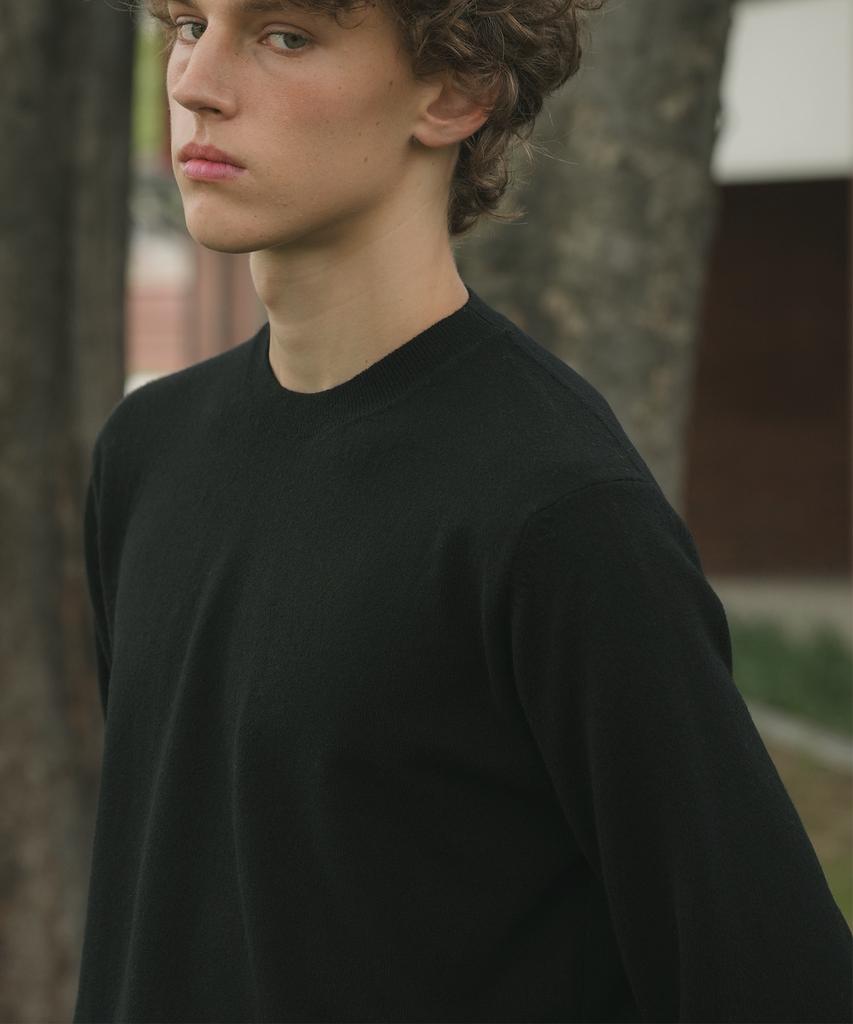 BELLIEF Essential Merino Wool Fine Crewneck Knit (Black)