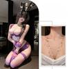 Sexy lingerie - purple lace half-support push-up push-up bra set - feminine steel support gathers to create a larger appearance