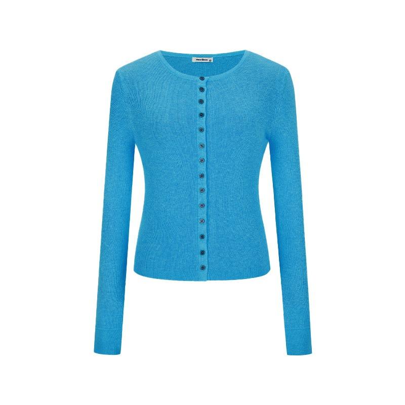 

Вязаный кардиган женский ранняя осень новый пуговичный свитер куртка атмосфера носить с длинным рукавом топ One size fits all [recommended 80-60kg] синий