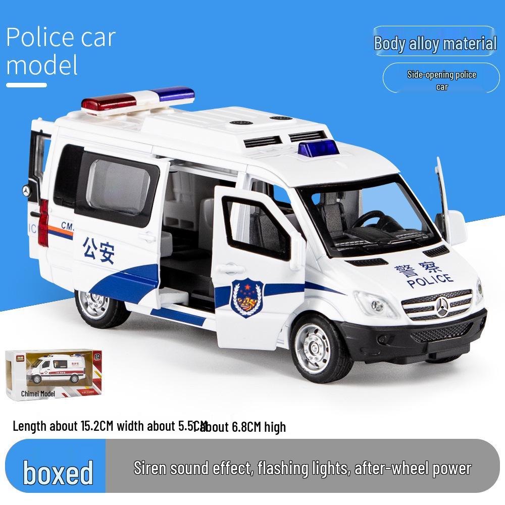1:32 Pull-Back Alloy Police Car Toy with Lights & Sound – Six-Opening Doors for Kids