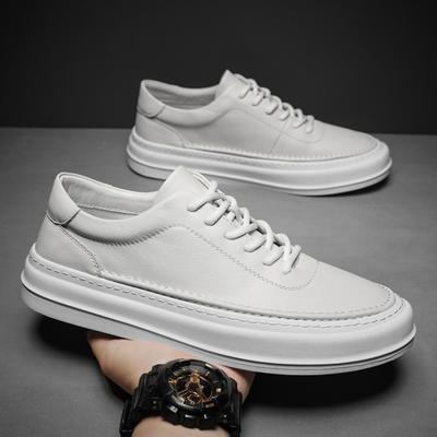 Leder Freizeitschuhe Herren Rindsleder Weichsohle Rutschfest Weiß Low Top Board Schuhe Herren Leder Original Weiße Lederschuhe