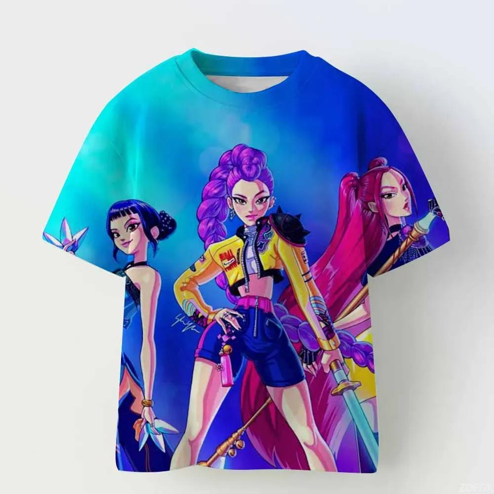 KPop Dämonenjäger Tiger Girls Boys T-Shirt K-Pop Dämonenjäger Kinderbekleidung T-Shirts Niedliches Cartoon-Print T-Shirt Tops