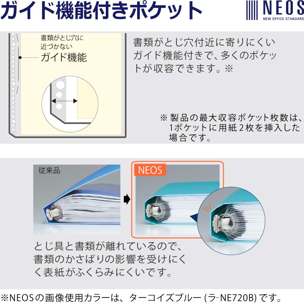 KOKUYO NEOS Clear File, Refillable, A4 Vertical, Medium, 30 Holes, Black, Model: RA-NE720D
