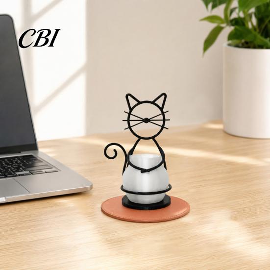 Hydroponic Plant Pot Cat Flower Holder, Multifunctional Desktop Vase Pen Organizer for Eco-friendly Holder Small Plants, Minimalist Stand with