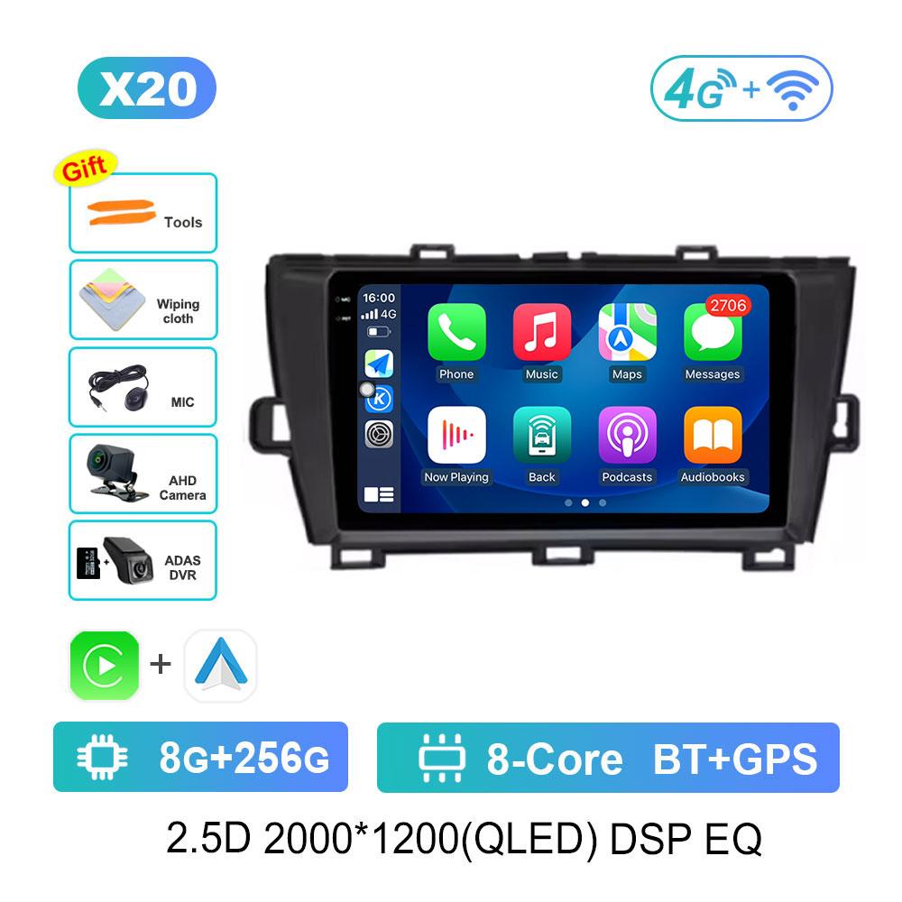 GPS Navigation Split Screen for Toyota Prius 3 XW30 2009 - 2015 Android 14 Car Audio Multimedia Player 4G WiFi BT Head Unit