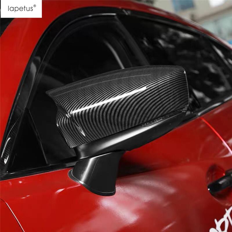 2 Stück Auto-Rückspiegelkappe Schale Schutzabdeckung Verkleidung Für Mazda 3 2017 2018 Schwarz / Karbonfaser-Stil Außenzubehör