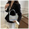 Stylish National Style Woven Bag With Pearl Chain Strap Small Shoulder Bag For Casual Outfits