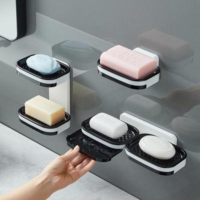 Premium Wall-Mounted Traceless Drainage Double-Layer Soap Rack