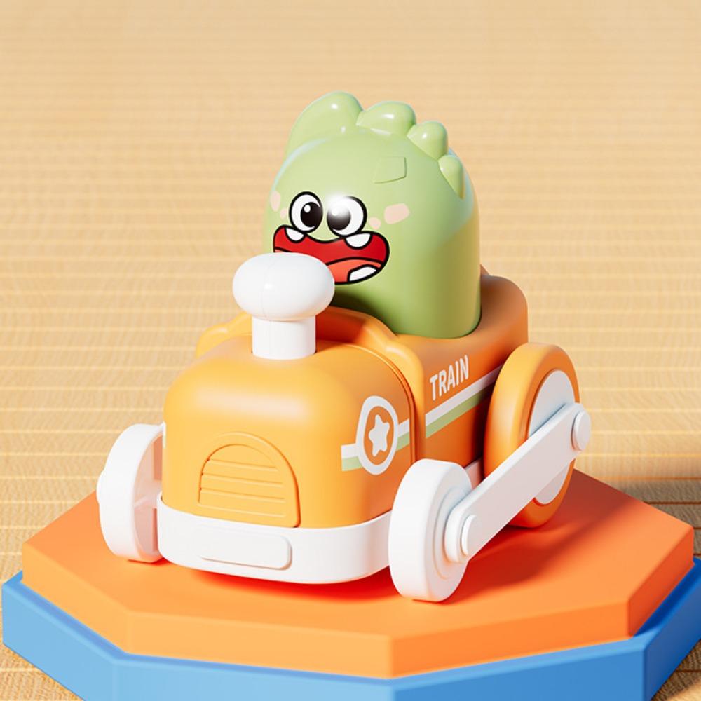 Cartoon Train Power Toy Collision Puzzle Toy Car Cute Press Inertia Pull Back Toy  Children's