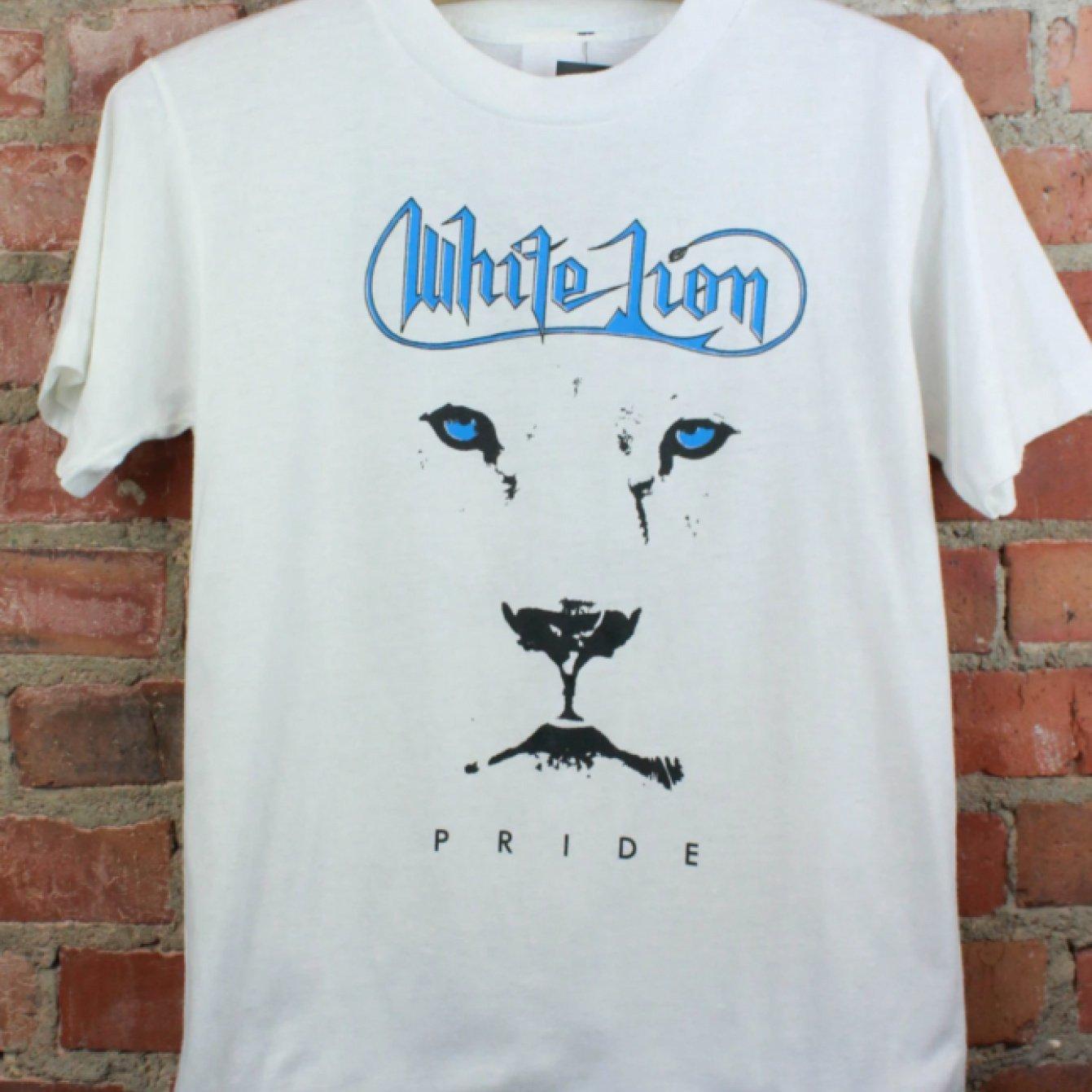 

Unisexs White Lion Pride Album Cover TShirt Bohemian Lion of Pride Design with Iconic Logo Short Sleeve Crew Neck Tee S
