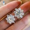 2 Carat Sunflower Real Moissanite Engagement Rings For Women Copper18K White Gold Plated Wedding Band with GRA
