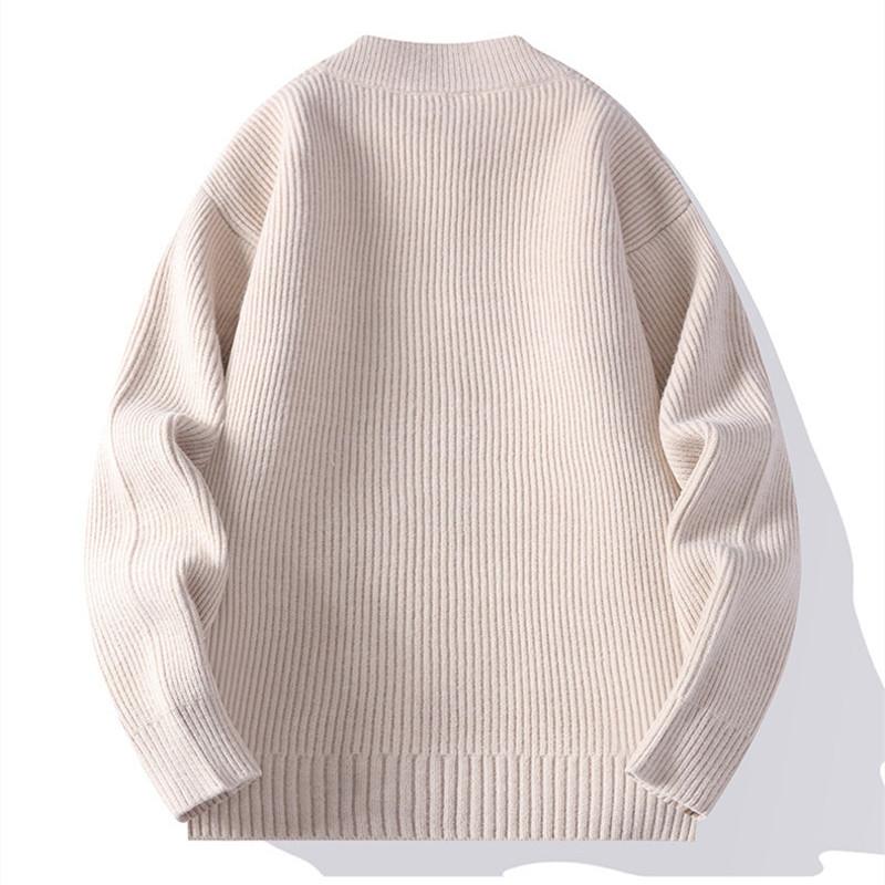 Autumn Winter Youthful Knit Sweatercoat Men Stand Collar Loose Casual Knitted Cardigan Men's Chic Casual Sweater Jackets