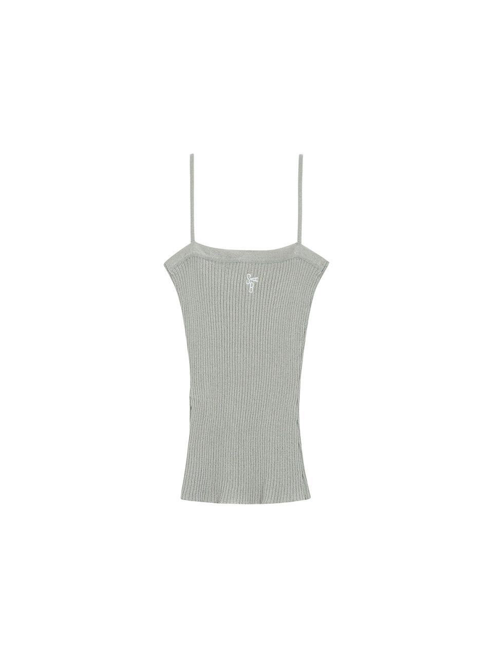 Salad Basket Ribbed Slit Strap Top - Grey