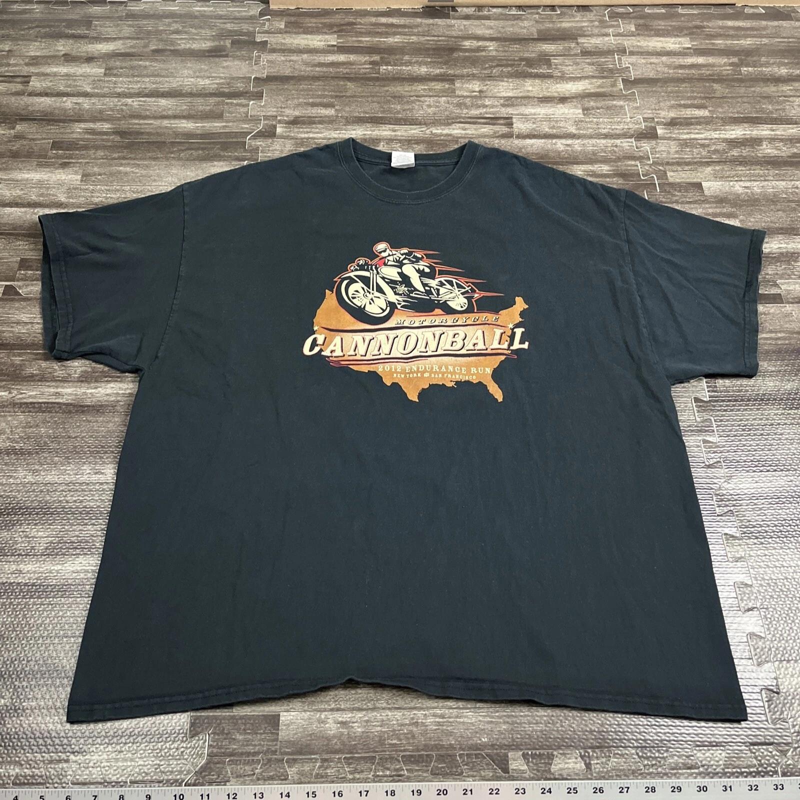 

2012 Motorcycle Cannonball Run Graphic Tshirt Black 3XL Double Sided Biker USA 4XL