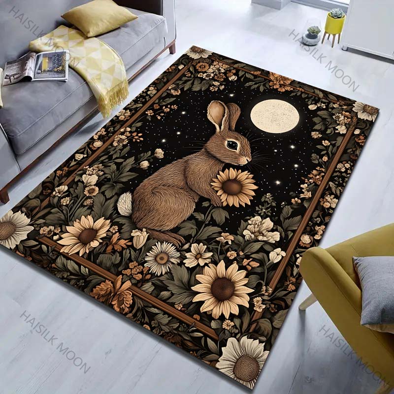 

Multiple sizes Moonlit Rabbit Rug Pattern Carpet for Living Room Bedroom Sofa Home Decor Non-slip Floor Mat Luxury Gift 40cm x 60cm