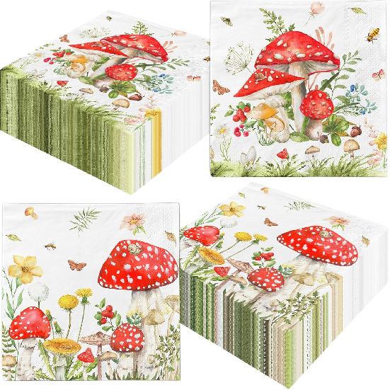 40 шт. Грибные бумажные салфетки Грибные гостевые салфетки Салфетки «Зачарованный лес» Бумажные салфетки в стиле Cottagecore