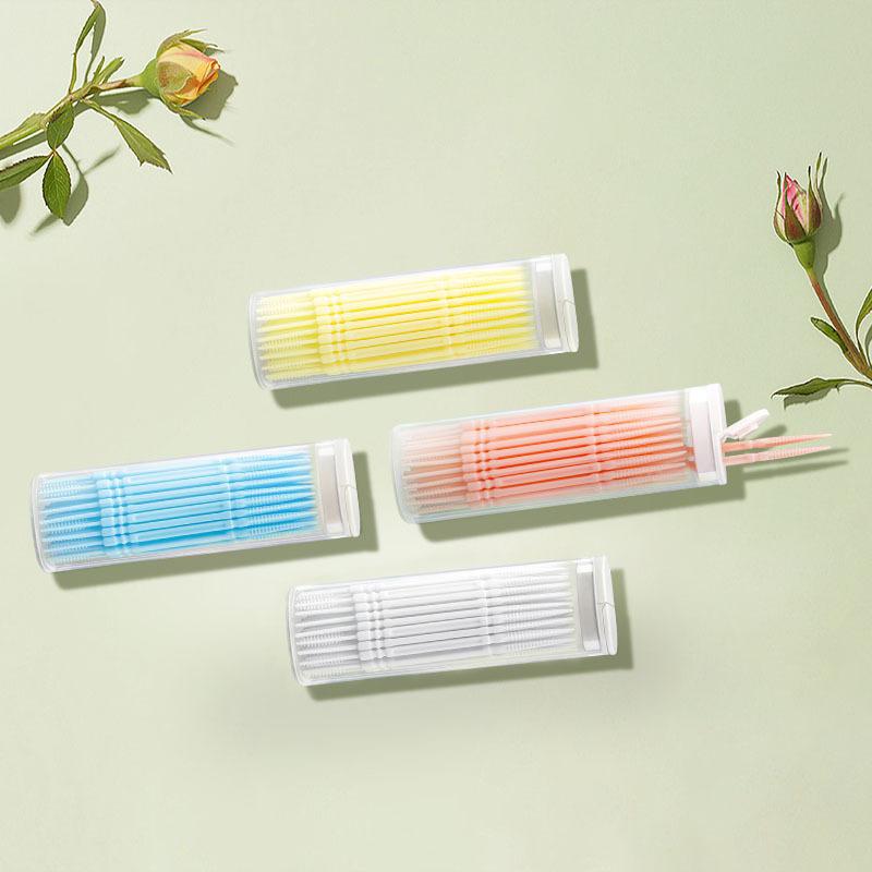 100 Stück Doppelkopf-Zahnstocher mit Zahnseide