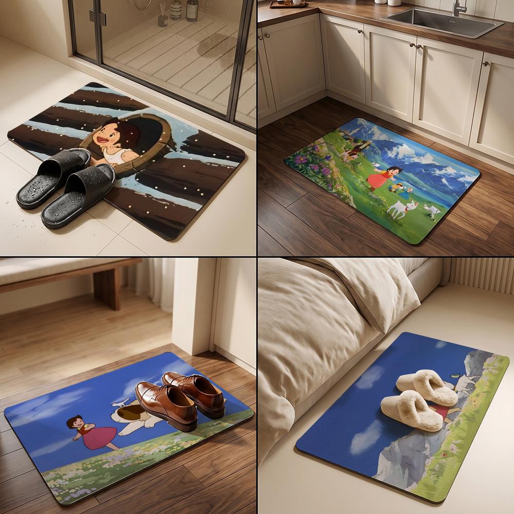 H-heidiS ANIMATION FILM Floor Mat Diatomite Bath Mat Super Absorbent Non-slip Easy To Clean Suitable For Bathroom Kitchen