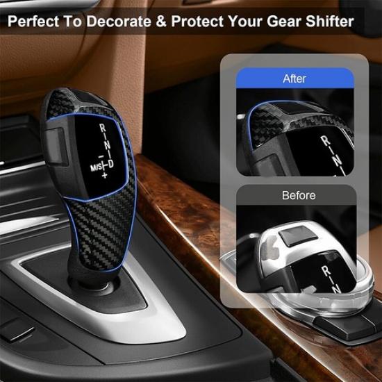 For BMW F10 F30 X3 X4 1~7 Series Carbon Fiber Pattern Gear Shift Knob Cover Trim