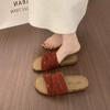 BEI LI XUAN Retro Mori Cross-strap One-word Slippers for Women's Summer Outer Wear Thick-bottomed Casual Beach Women