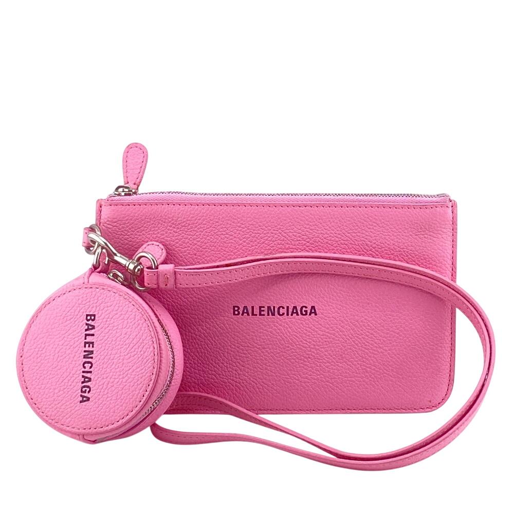 

Balenciaga 655620 Гаманець для монет мульти-гаманець логотип шкіра Гаманець рожева шкіра Жіночий Вживаний