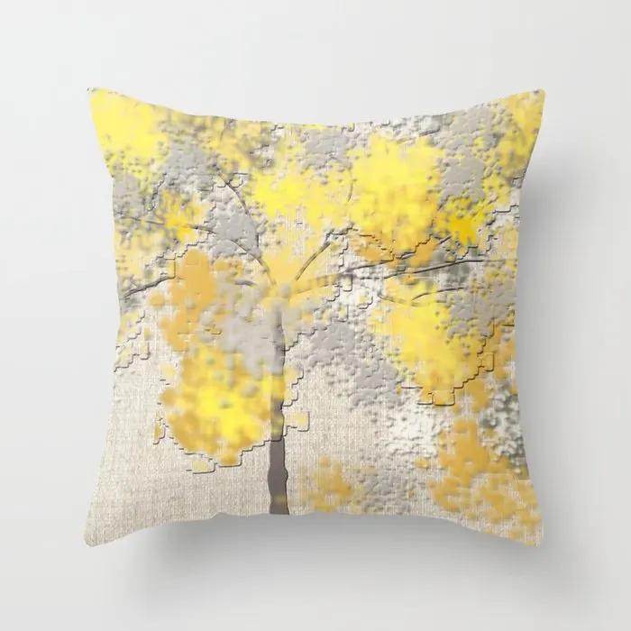 Summer Fashion Fresh Yellow Cute Pillows Case Geometry Floral Cushion Case Modern Decorative Throw Pillows for Bed Sofa Couch