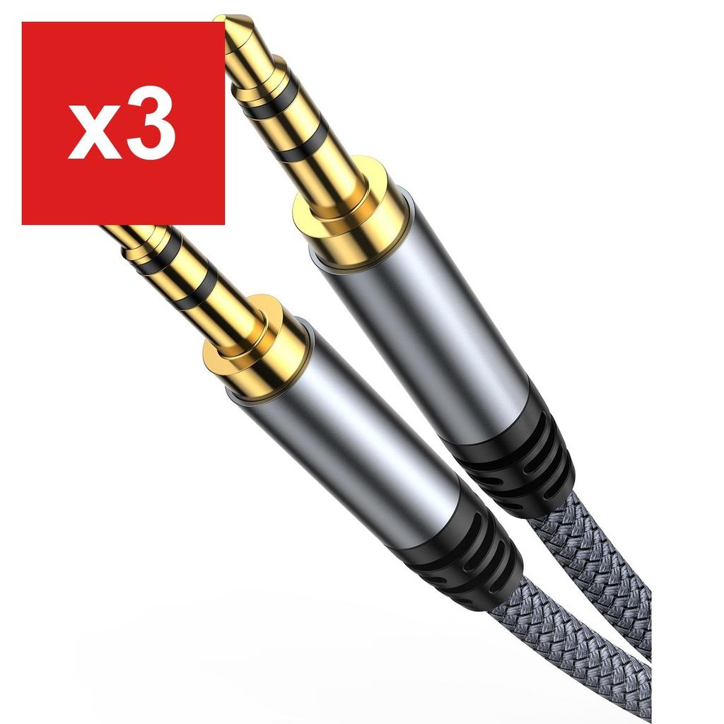 Highwings 3.5mm AUX Audio Cable (1.2m), Male-to-Male Stereo Mini Plug, Braided Nylon