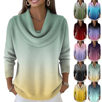 Pulover Top Dama Casual și la Modă cu Gât Rotund și Mânecă Lungă Imprimat