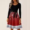 Women's Casual Fashion Long Sleeve Christmas Graphic Printed Vintage Long Dresses