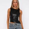 Temporada Cálida y Verano Color Sólido Moderno Plisado Irregular Chaleco Pequeño Top para Mujer