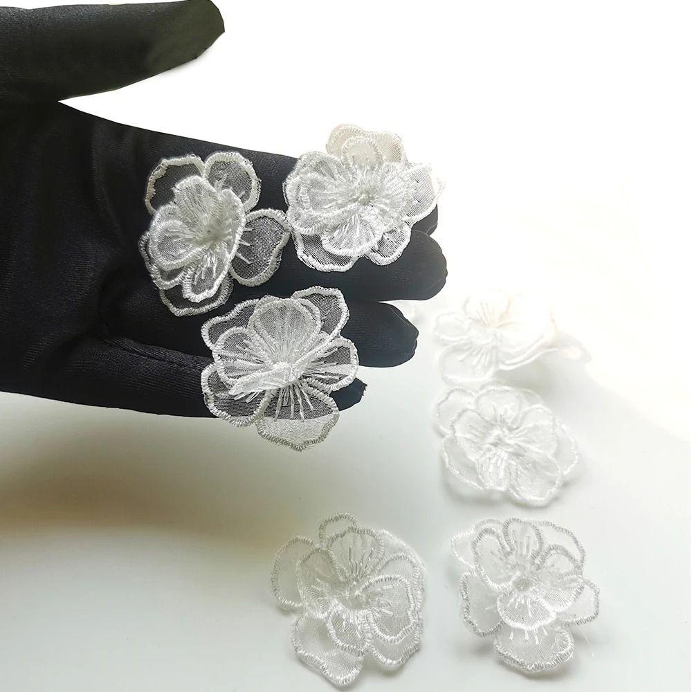 10PCS Sew on Flower Patches Organza Clothes Patches Garment Organza Flower Applique  Shirts