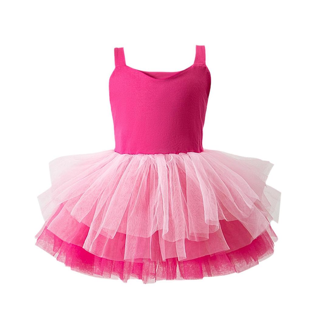 2025 Girls' Ballet Dance Costume: New Sling Leotard Princess Dress with Mesh Skirt