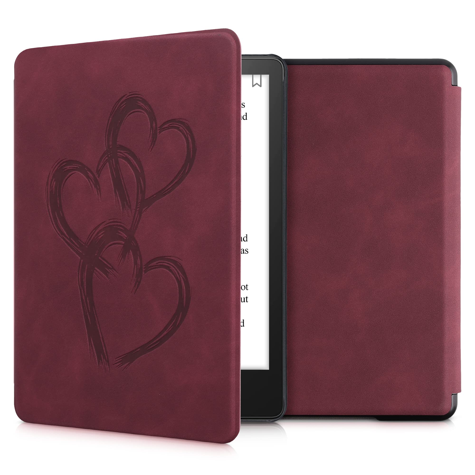 

kwmobile Case for Amazon Kindle Paperwhite Generation Nubuck Leather Sleeve with Metallic Heart Design 11. (2021) - E-Book